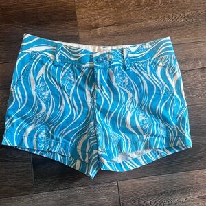 Lilly Pulitzer Teal / Blue / White 100% Cotton Callahan Shorts